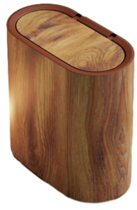Generico Cubo de basura estrecho de plástico, mármol, madera, pequeño cubo de basura con tapa, cubo de basura doble con tapa, para casa, interior, hotel (blanco)