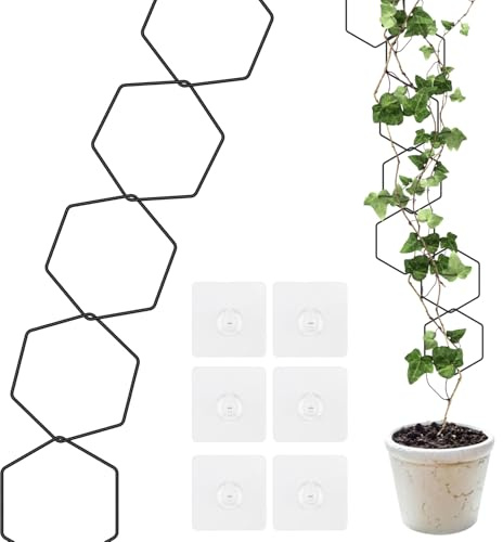 Kettenspalier für Kletterpflanzen, 18PCS Wandkettenspalier für Pflanzen mit 6 Wandhaken Kettengitter für Weinreben Pflanzenrankenstütze Innenbereich für Monstera, Pothos, Efeu