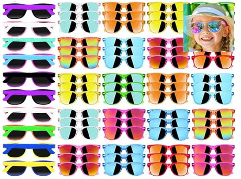 84 Stk Kinder Sonnenbrillen,12 Farben Kinder durchsichtige Sonnenbrille Bulk Mit UV 400 Schutz, Partyzubehör für Sommer, Strand, Poolparty, Karneval,Geburtstagsfeier Outdoor Aktivität für Alter 3-15