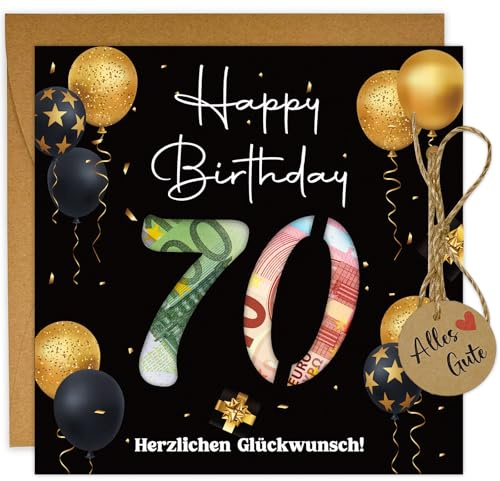 Geschenk zum 70 Geburtstag Mann Frau, Geburtstagskarte 70 mit Umschlag | Lustige Geldgeschenk 70. Geburtstag