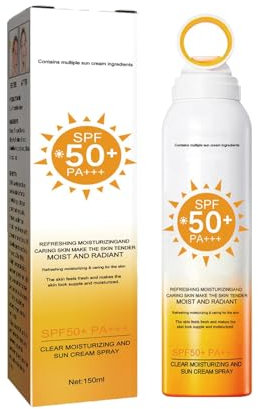 Sonnenschutz Spray LSF 50, Transparent Sonnenspray für Gesicht und Körper, Sonnenschutz Spray für Empfindliche Haut, Breitspektrum, Wasserfest, Gegen UVA und UVB (1 pc, Sonnenschutzfaktor (SPF), 50)