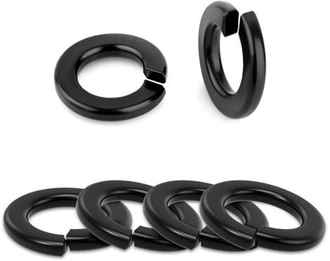 Wavanta Lot de 50 rondelles de verrouillage fendues M4 noires, rondelles de verrouillage à ressort, acier inoxydable 304, rondelles pour vis et boulons, finition noire