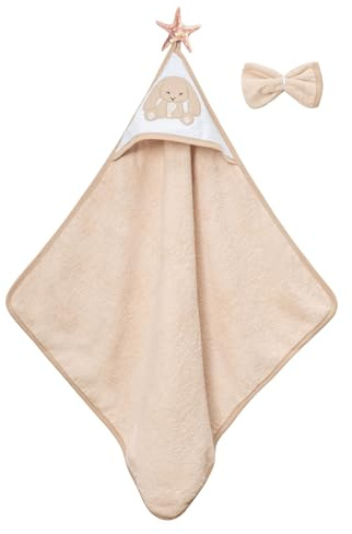 Ankibaby baby badhandduk med kaninmotiv – 100 % bomull – mjuk och absorberande badhandduk med huva för nyfödda och småbarn
