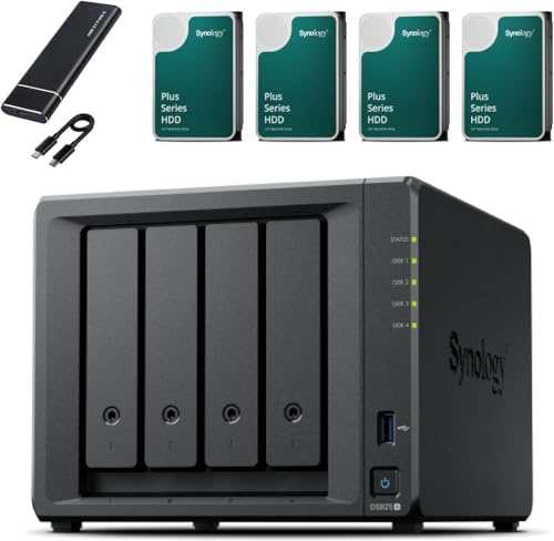 Synology DS925+ Kit de Servidor NAS de 4 bahías (32GB RAM, 32TB HDD) - 4X 8TB Dispositivo de Almacenamiento en Red NAS de Alto Rendimiento