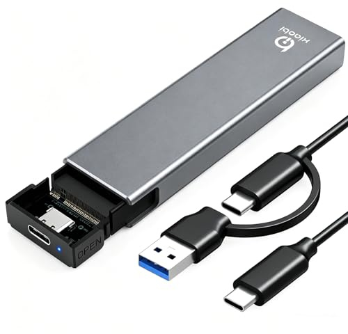 xiaobi M.2 NVMe SSD Gehäuse, NVME Gehäuse USB 3.2 Gen 2 10 Gbps für NVMe PCIe M-Key/M+B Key M.2 NVMe USB Adapter in 2230/2242/ 2260/2280 Unterstützt UASP und Trim (grau)