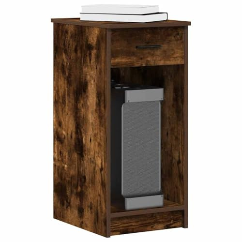 KTHLBRH Tour d'ordinateur avec tiroir en chêne fumé Support tour PC, meuble de rangement stable pour armoire informatique 35 x 45 x 77 cm