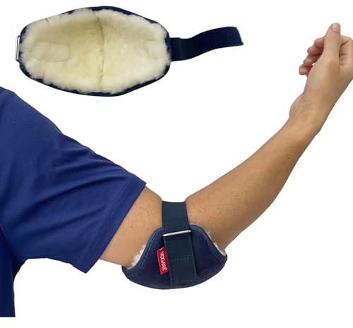 Vogana1 Piece Sheepskin Elbow Protectors Adjustable Pillow for Pressure Sores Ulcers Surgery Recovery Cushion for Elderly Bedridden Navy