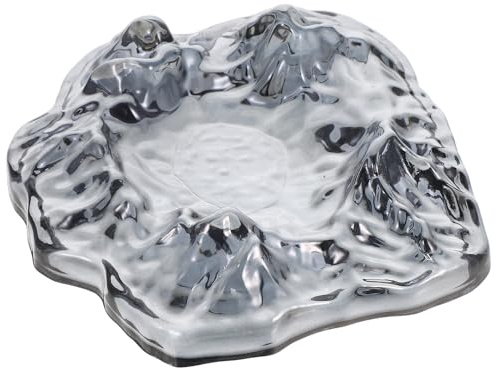 ULDIGI Posacenere Elegante in Vetro a Forma di Ghiacciaio Compatto e Antivento Posacenere da Esterno per Patio e Giardino Portacenere Decorativo per Ufficio e Uso da Viaggio