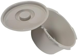 kesurpae Cubo de repuesto para inodoro con asa y tapa. Resistente y fácil de usar para niños y ancianos. El polipropileno estable es liso y sin rebabas. Reemplazo tapa medio cubo para silla inodoro.