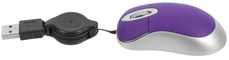HOMSFOU Ratón Óptico USB Compacto y Ergonómico para Portátil, Cable Retráctil Flexible, Color Púrpura, Adecuado para Trabajo y Juegos, Compatible Múltiples Sistemas Operativos