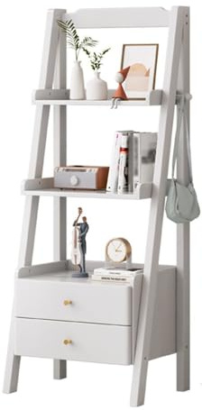 Scaffale a scaletta trapezoidale in legno rustico a 4 ripiani con libreria autoportante Sto nizer per soggiorno, camera da letto, casa, ufficio e balcone