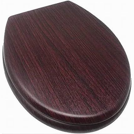 Sedile WC Universale in Legno MDF, Finitura Noce Scuro Effetto Legno, Cerniere in Acciaio Inox, Alta Resistenza
