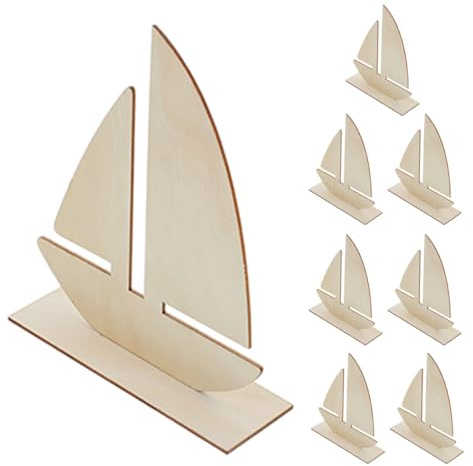 Homoyoyo 8pcs Unfinished Wooden Sailboat Model DIY Boat Project for Boys and Girls Ocean Beach Decor Craft Sailboat Wood