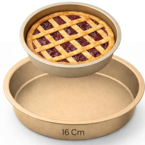 OTHERWISETRIVIAL Teglia Rotonda da Forno in Acciaio con Rivestimento Antiaderente, per Torte, Pizza e Crostate (16 CM)