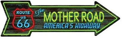 Route 66 Mother Road Neon Novelty Metal Arrow Sign A-284