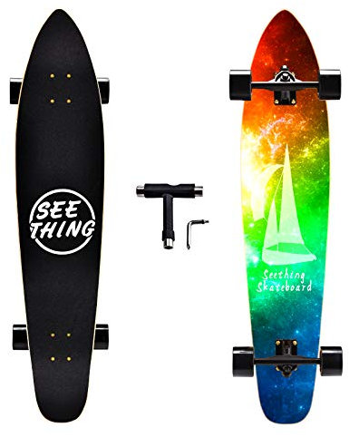 seething 107,7 cm Longboard Skateboard Complete Cruiser, The Original Artisan Maple Skateboard Cruiser for Cruising, Carving, Free-Style and Downhill (Oceans of Stars)