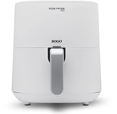 Sogo Freidora de Aire Caliente | 5,5 Litros | Freidora sin Aceite con 8 modos, control de temperatura 80-200°C, pantalla LED táctil, aviso para remover | Air Fryer | 1700W | sin PFOA ni BPA (Blanco)
