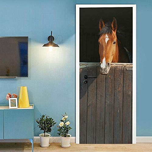 3D Türtapete Selbstklebend Türposter - PFERD - Türaufkleber Türfolie PREMIUM PVC Wasserfest Wandtattoo Für Schlafzimmer Wohnzimmer Tür Dekoration Tapete 86 x 200 cm