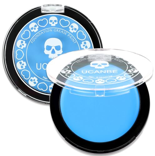 UCANBE Fond de Teint Bleu Pâle,Maquillage Halloween Peinture Visage | Sûre et Non Toxique, Peinture Corporelle pour Halloween, Mardi Gras, Théâtre, Scène, Film
