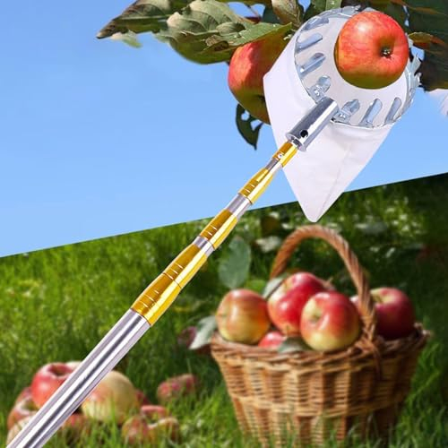 griffe de jardin pince telescopique Cueilleur De Fruits Avec Panier Et Perche, 2.5 3 4 5 7 10 M Cueilleur Télescopique De Pommes, D'oranges, De Citrons Et D'avocats Pour Grands Arbres, Cueilleur De Fr