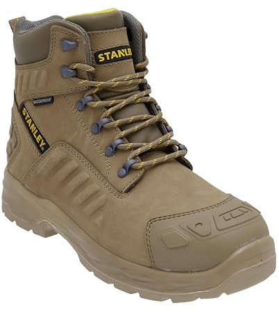 STANLEY Vortex Men's Waterproof, Nubuck Leather, Steel Safety Toe, Penetration Resistant Work Boot, Stone, UK9