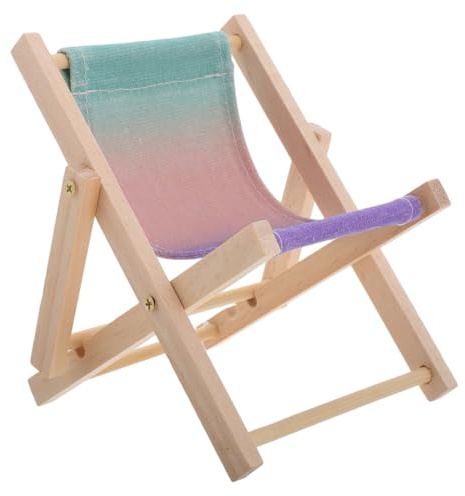 DIYEAH Soporte para Móvil De Madera En Mini Silla Plegable De Playa Accesorio Creativo para Escritorio Y Fotografía Portátil