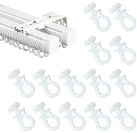 100PCS Universal Curtain Gliders - Slider Hooks & Rollers for Track Systems, Fits Window/Door/Shower Curtains