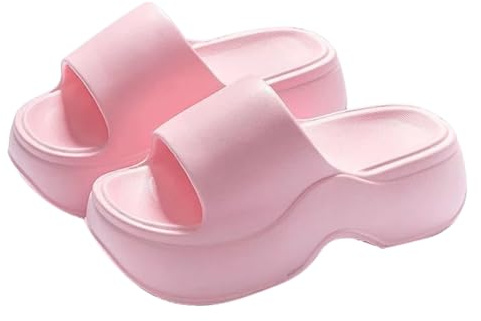 Strandskor damsandaler tjock sula molnskor supermjuka badtofflor tjocka skum bekväma badskor lätta breda fötter för kvinnor och män badtofflor strandsandaler, ROSA, 40 EU