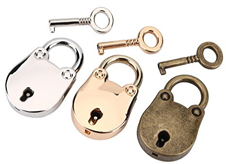 3er Set Mini Vorhängeschlösser mit Schlüssel Bär Form Vintage Antik Stil für Handtasche Dekoration in Silber Gold Bronze Mini Vorhängeschlösser mit Schlüssel