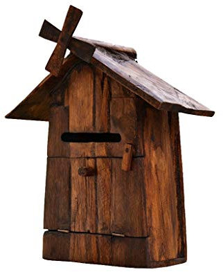 KONGY Briefkasten, Handgemacht Wandmontage Multifunktion Holz Letterbox Draußen Amerikanischer Retro Post Box Letterbox