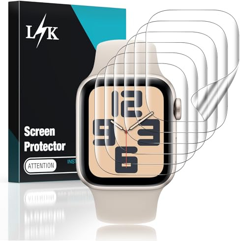 L 6-pack skärmskydd för iWatch 2019 40 mm – bubbelfri HD klart fodral vänligt inga upphöjda kanter inte våt applikation flexibel TPU mjuk film