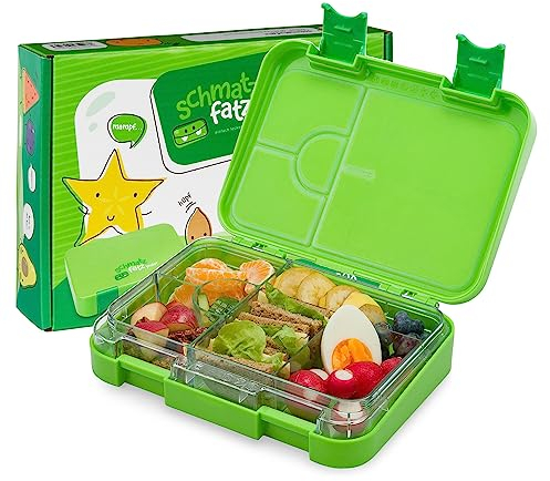 schmatzfatz Junior Brotdose für Kinder mit Fächern, Bunte, Unterteilt & Auslaufsicher, BPA-Freie Lunchbox für Kita, Bento Box, Sichere Vesperdose