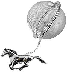 A19 Cheval au galop en étain anglais sur une feuille de thé infuseur sphérique en acier inoxydable