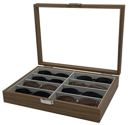 Homeanda Brillen Sonnenbrillen Organizer Etui 8 Slot Brille Display Aufbewahrungsbox Organizer