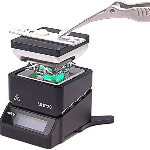 GGMWDSN Station de Soudage, Mini Station de Chauffage Mhp30, PréChauffeur Multi Modes Intelligents avec éCran OLED IntéGré 60W 30X30Mm + Alimentation