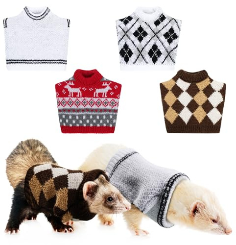 4 pezzi vestiti costume per cavia furetto maglione coniglietto criceto abbigliamento porcellino d'India vestiti piccoli animali caldo gilet inverno animale domestico felpa coniglio abbigliamento