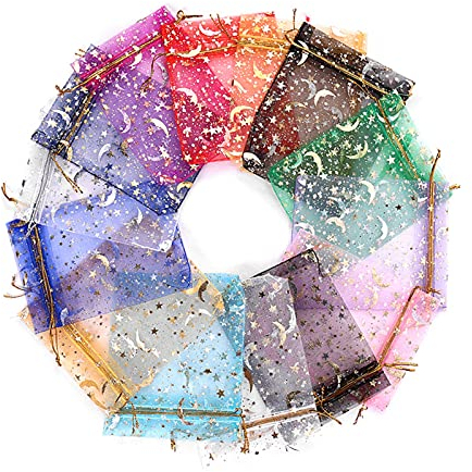 Bunt Organzasäckchen Tunnelzug Geschenktüten Hochzeit Bonbonsbeutel Organzasäckchen Organzabeutel Farbmix Bunt Organza Säckchen Organza Geschenkbeutel Organzabeutel Schmuckbeutel, 7*9CM, 100 Stück