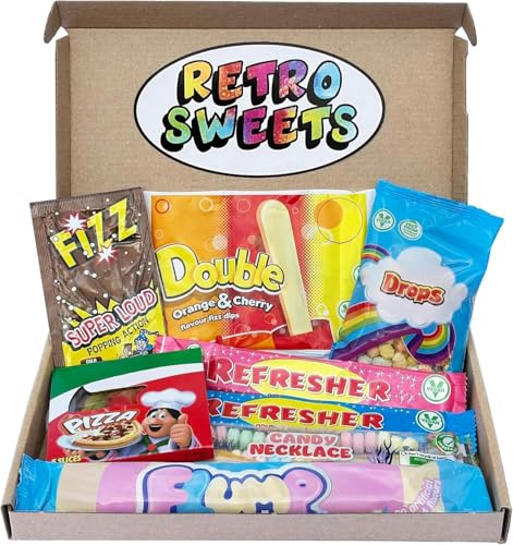 Retro Sweets Gift Box. Letterbox Sweet Hamper for Birthday Present