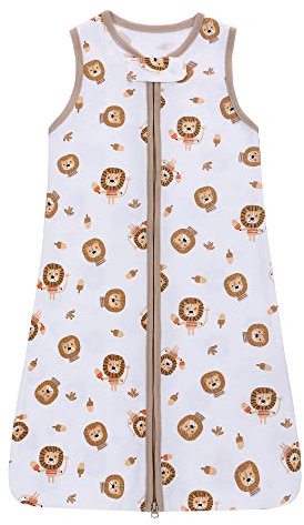 Baby Schlafsack Kinder, Schlafsack Baby Sommer Kleine Kinder Schlafanzug ohne Ärmel, Schlafsäcke 100% Baumwolle atmungsaktiv Babyschlafsack Unisex Pyjamas, Schlafsack Baby 0-6M, Weiß Löwe