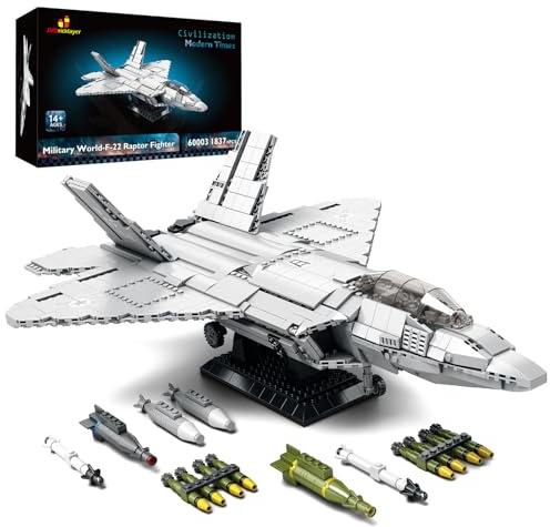 JMBricklayer F-22 Raptor Kampfjet-Bausteinset, Militärflugzeug-Spielzeug-Armee-Bausets, Spielzeuggeschenke für Kinder ab 14 Jahren, Erwachsene und Militärfans 60003