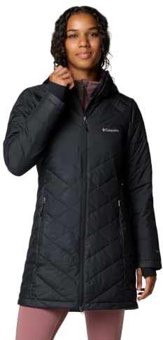 Columbia Womens Heavenly Long Hooded Puffer Jacket, Black, Small