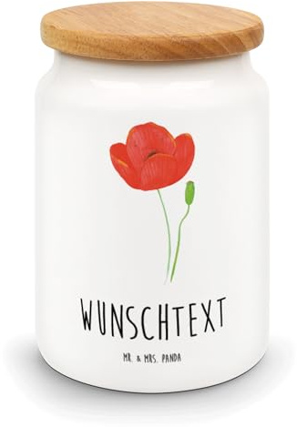Mr. & Mrs. Panda Keksdose personalisiert Blume Mohnblume - Personalisierte Geschenke, Dose, Personalisierbare, Respekt, Glaube, Motivation, Vorratsdose, Pflanzen, Kaffeedose, Religion, Mohn