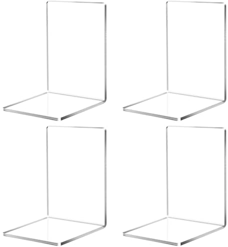 Salubohum Buchstützen-Set, Buchstützen, 4 transparente Acrylbuchstützen, Geeignet für Schule, Zuhause, Büro, Bibliothek, Schlafzimmer, zur Organisation des Schreibtisches