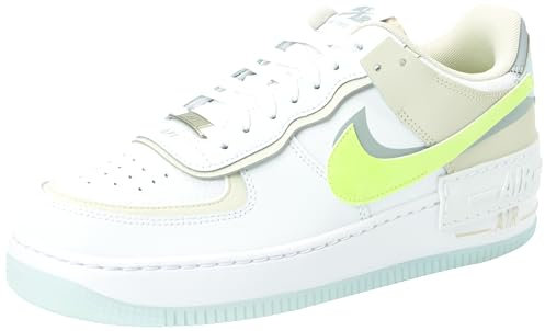 NIKE Damen Air Force 1 Shadow Sneaker, White Lt Lemon Twist Wolf Grey, 44 EU