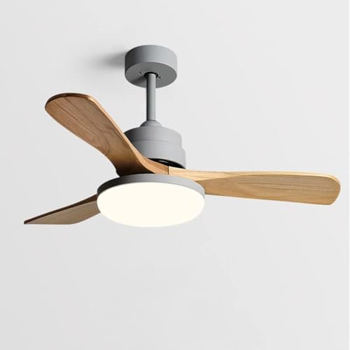 Ceiling Fan Light Ceiling Fan Light with Remote Control Ceiling Fan Lamp 6-Speed Reversible Three-Color Light 1/2/4/8 Timing Shutdown Ceiling Fan Home Decoration(Color:Grey)