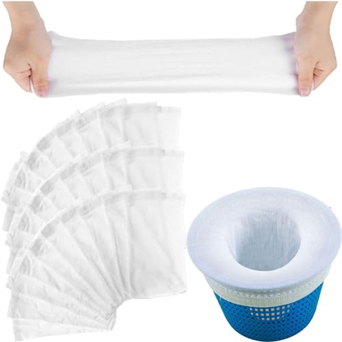 YongSral Pool Skimmer Socken, 30 Stück Schwimmbad Skimmer Socken, Skimmer Filter Netz Wiederverwendbar, Skimmerkorb Netz, Schwimmbad Skimmer Filter Sieb Netz für Entfernt Schlacken,Blätter(Weiß)