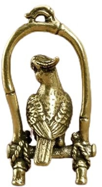 Messingfiguren und Statuen, 5,1 x 2,5 cm, Tier-Vogel, Schlüsselanhänger, Schmuck, Dekoration, antikes Kupfer, Handwerk, Vogelkäfig, Papageien, Miniaturen, Schreibtisch-Ornamente