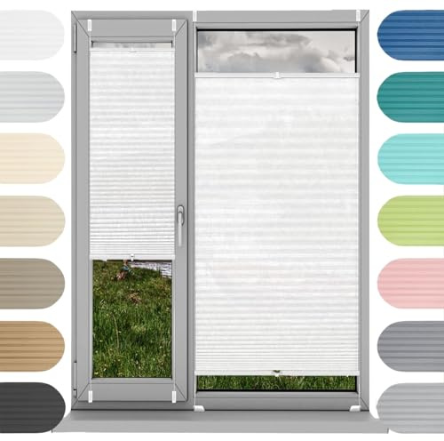 Estor Plegable Ventanas y Puertas Cortina 68 x 75 cm, sin Taladrar Bloquea La Entrada de La Luz, Tela Oscurecedora Ventana Portátil, Estores Térmicos Blackout, para Ventanas, Puertas, Blanco