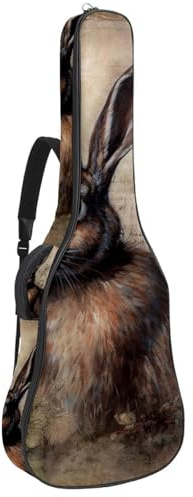 Schöner Koffer für 40/41/42 Zoll Akustikgitarre mit Aufbewahrung und Schutz, Vintage-Katzenmuster, Mehrfarbig Nr. 08, 42.9x16.9x4.7 in, Gitarrentasche