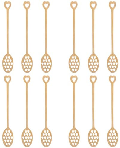 BESTonZON Cuillères À Miel en Bois 12 Pièces Cuillère À Miel en Bois Cuillère À Sirop De Miel Agitateur De Boisson Au Sirop De Café Agitateur À Miel Creux De Mélange De Miel pour